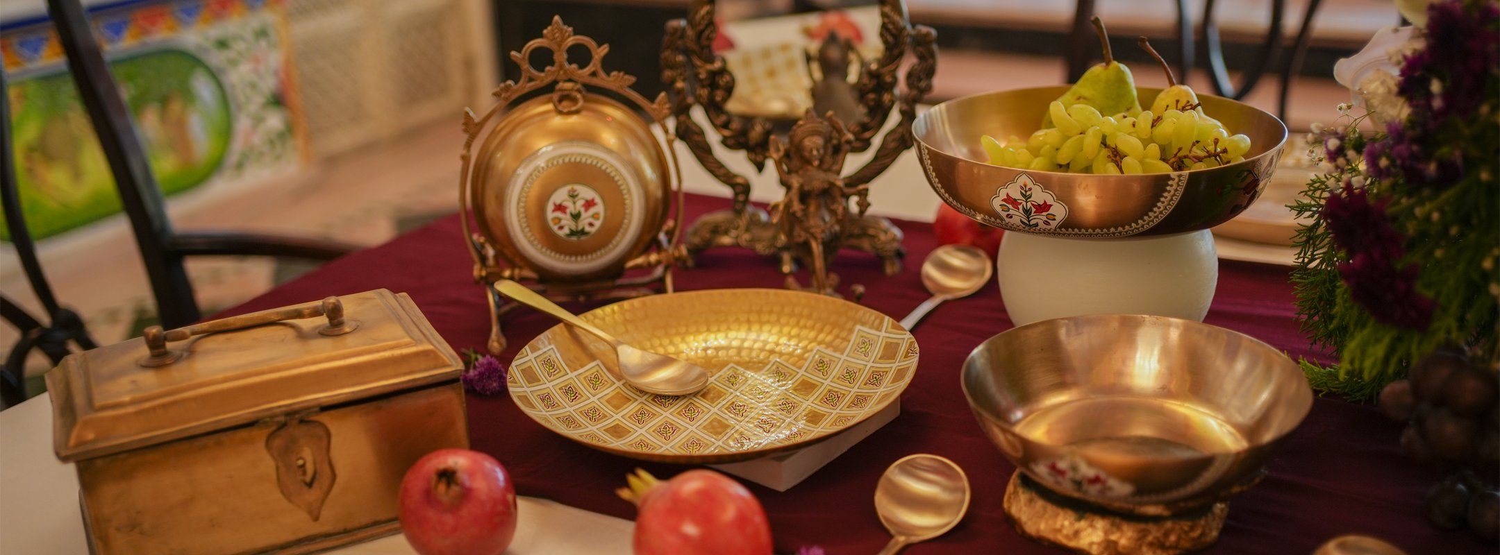 Luxury Housewarming Gifts | Handpainted Kansa Serverware