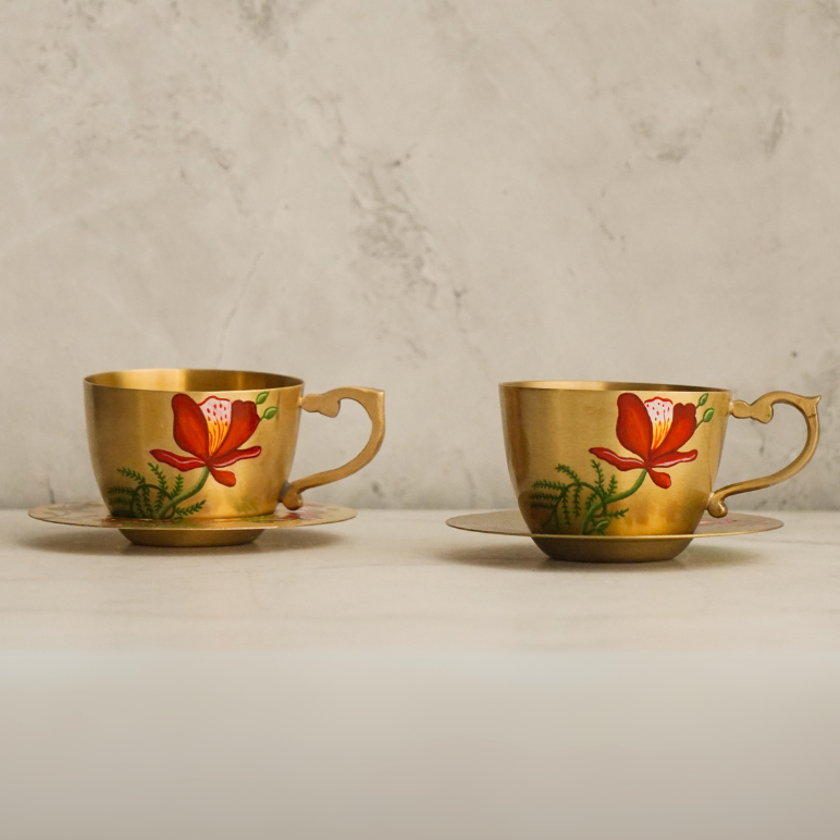 Brass Cup & Saucer (Set of 2)