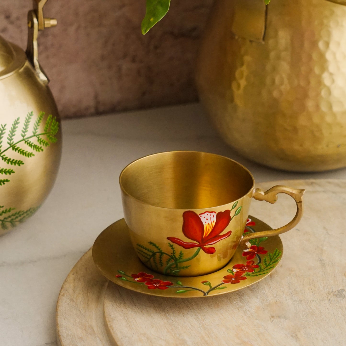 Brass Cup & Saucer (Set of 2)