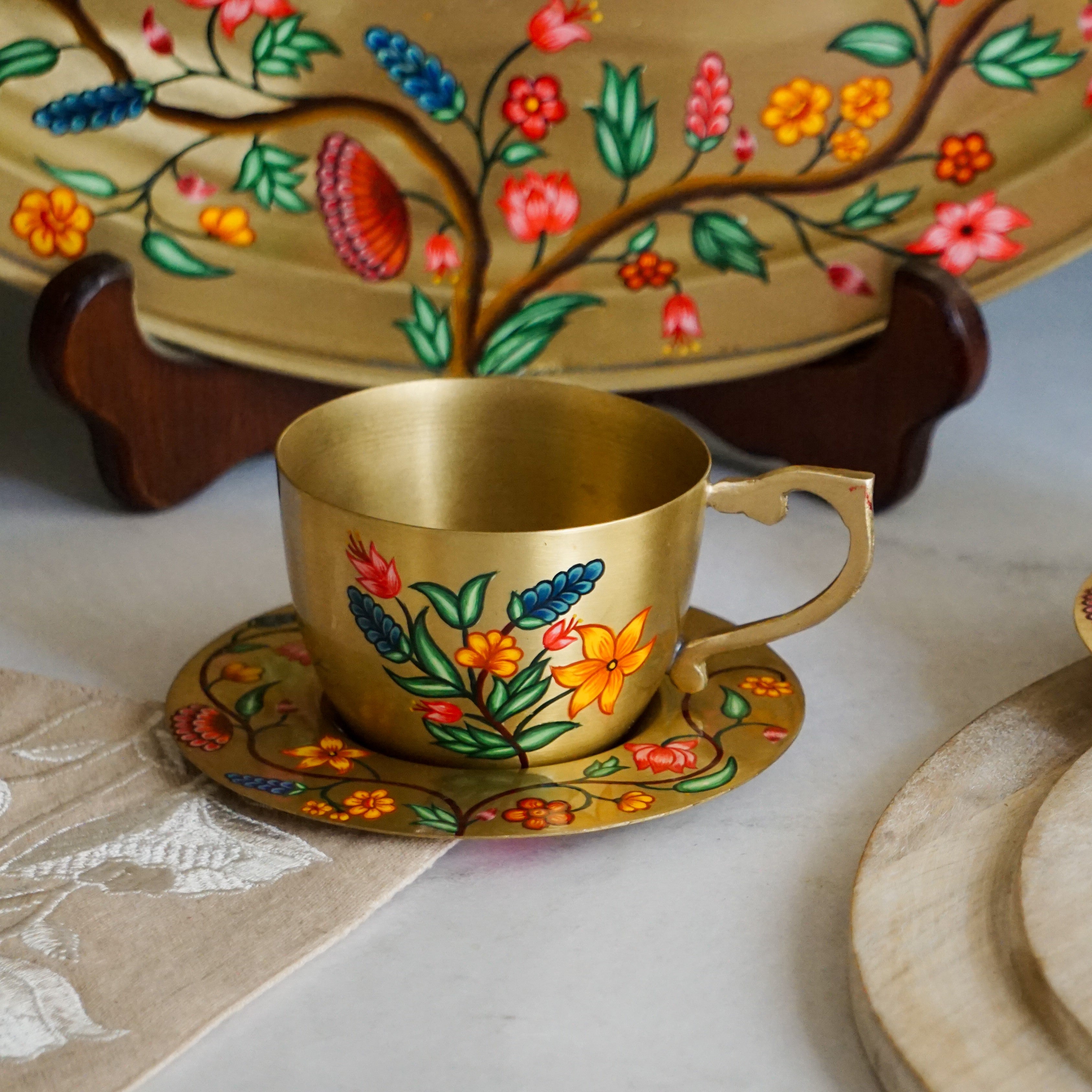 Brass Cup & Saucer (Set of 2)