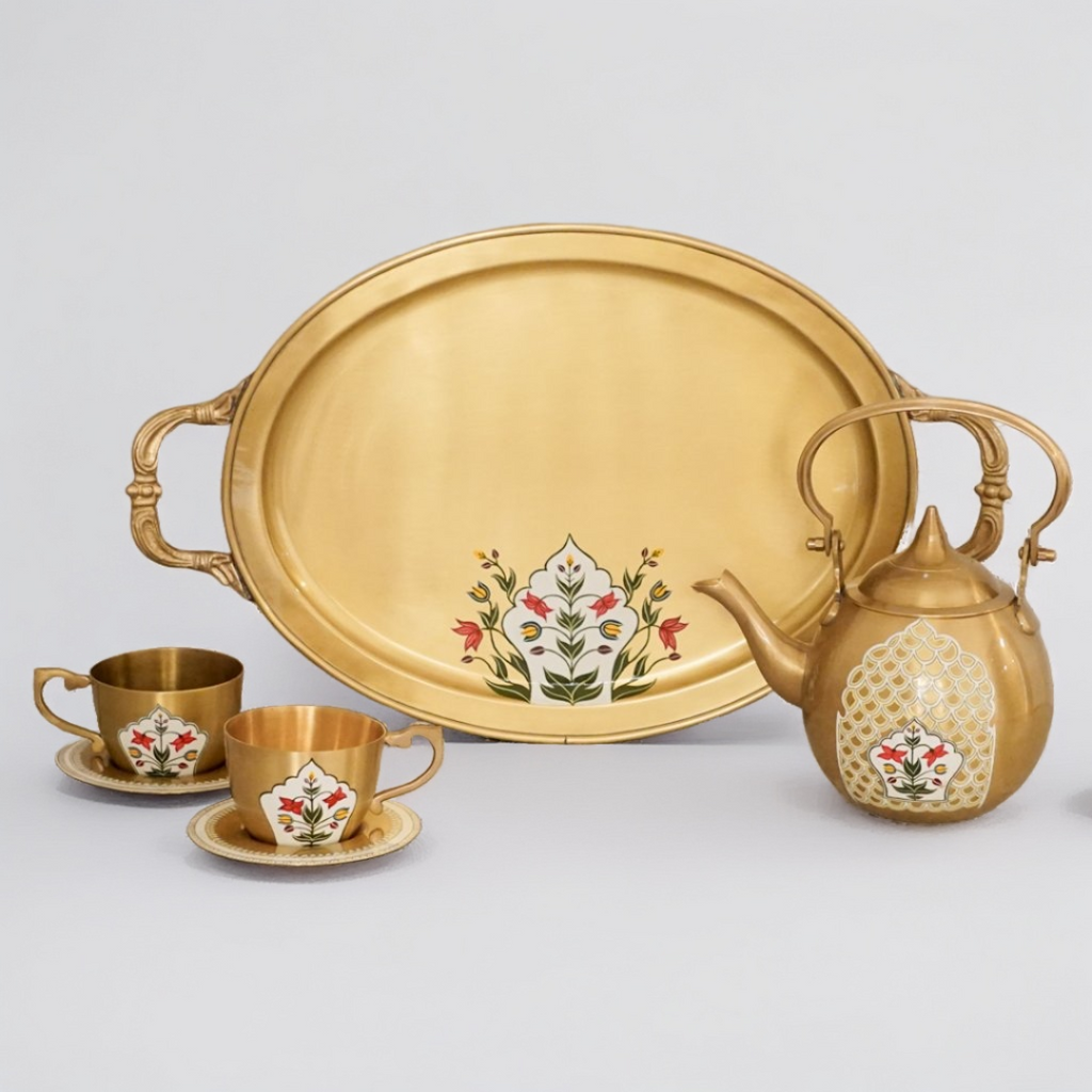 Buy Sangemarmar Brass High Tea Set Online
