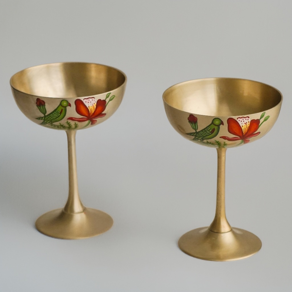 Brass Coupe Glass Set