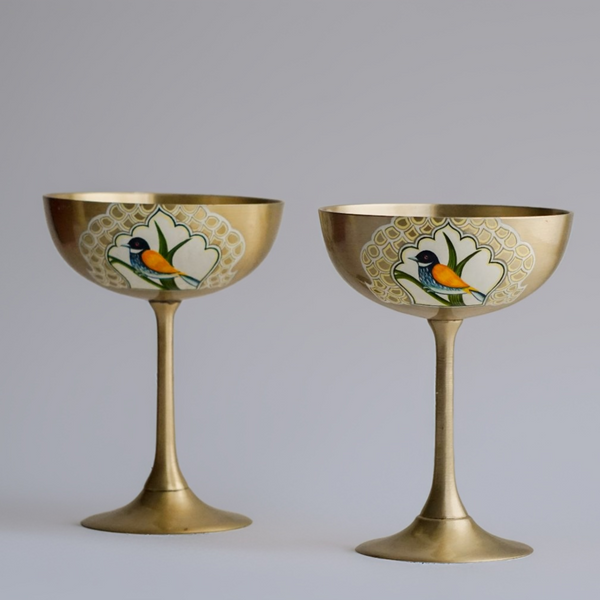 Brass Coupe Glass Set