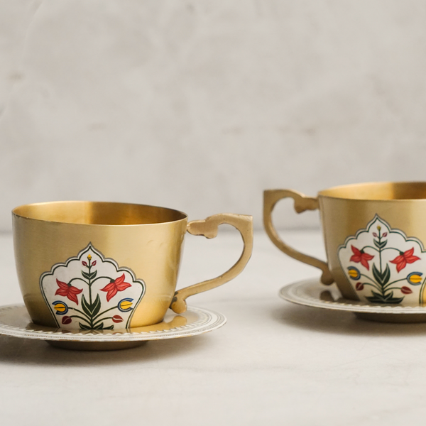 Brass Cup & Saucer (Set of 2)