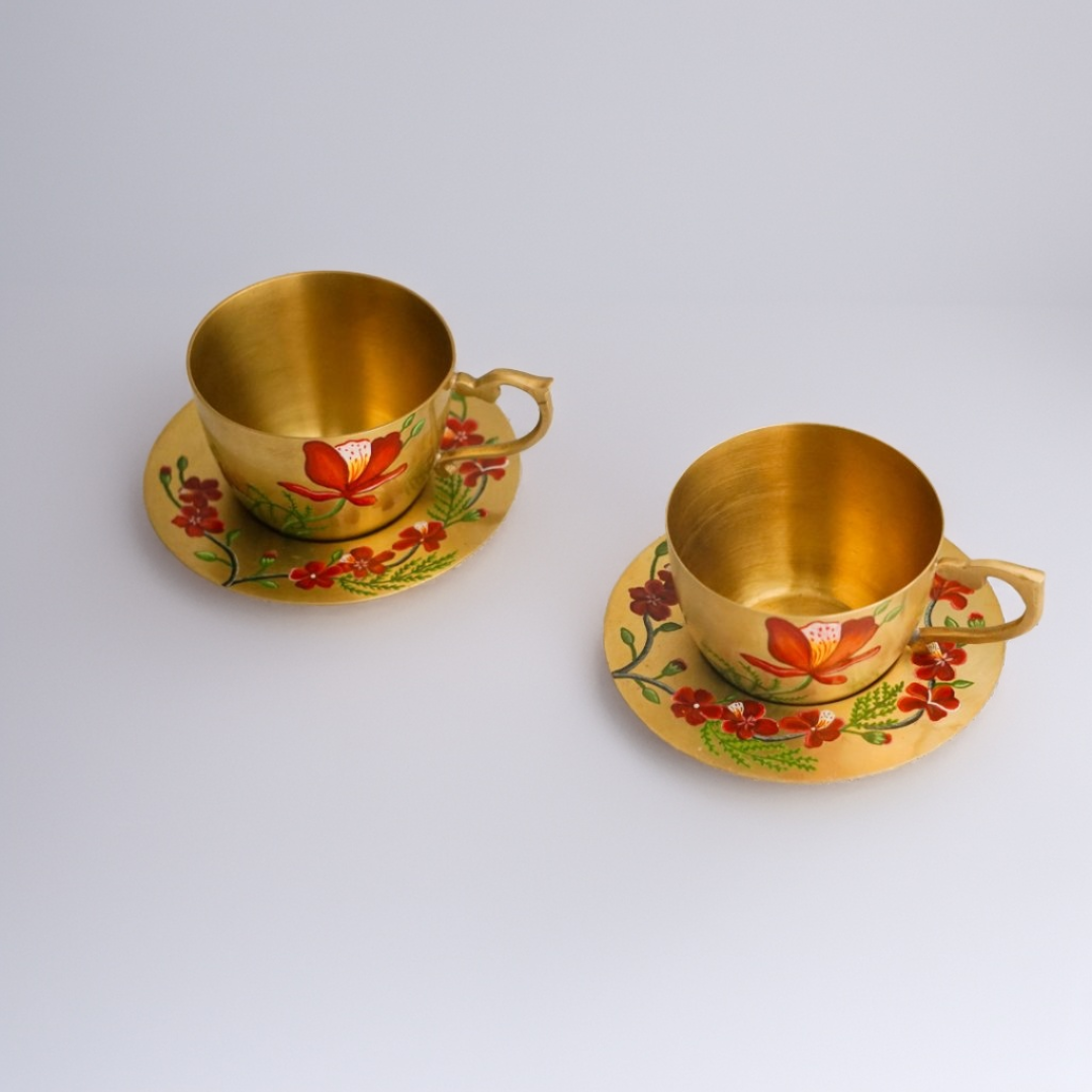 Brass Cup & Saucer (Set of 2)