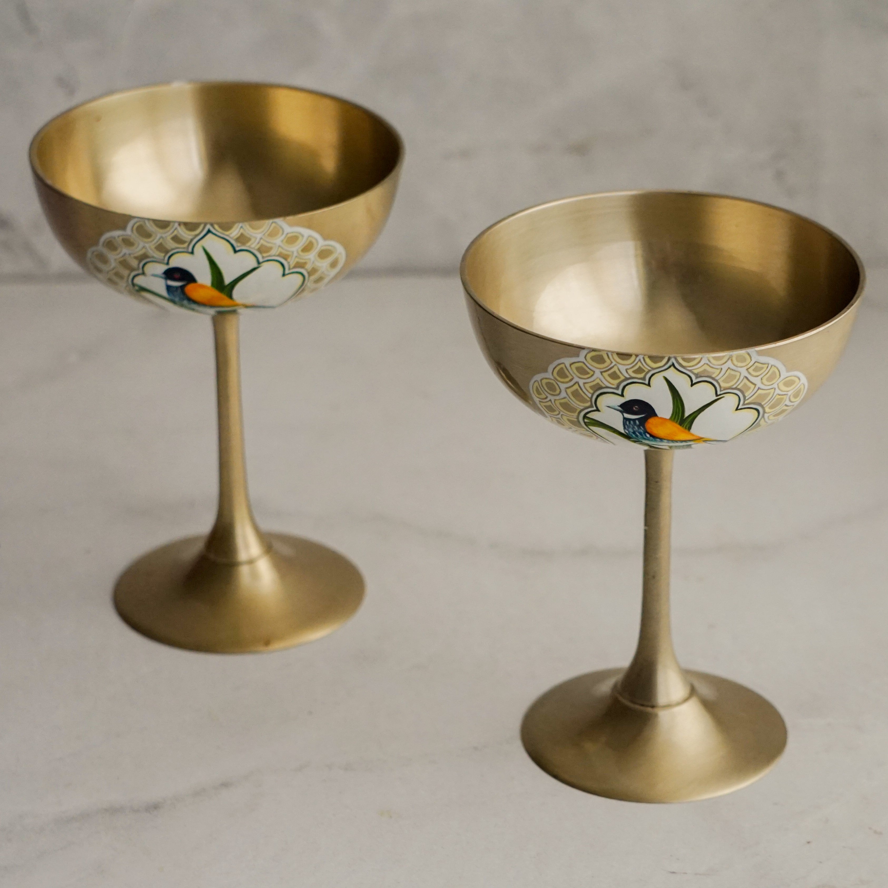 Brass Coupe Glass Set