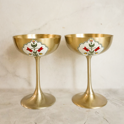 Brass Coupe Glass Set