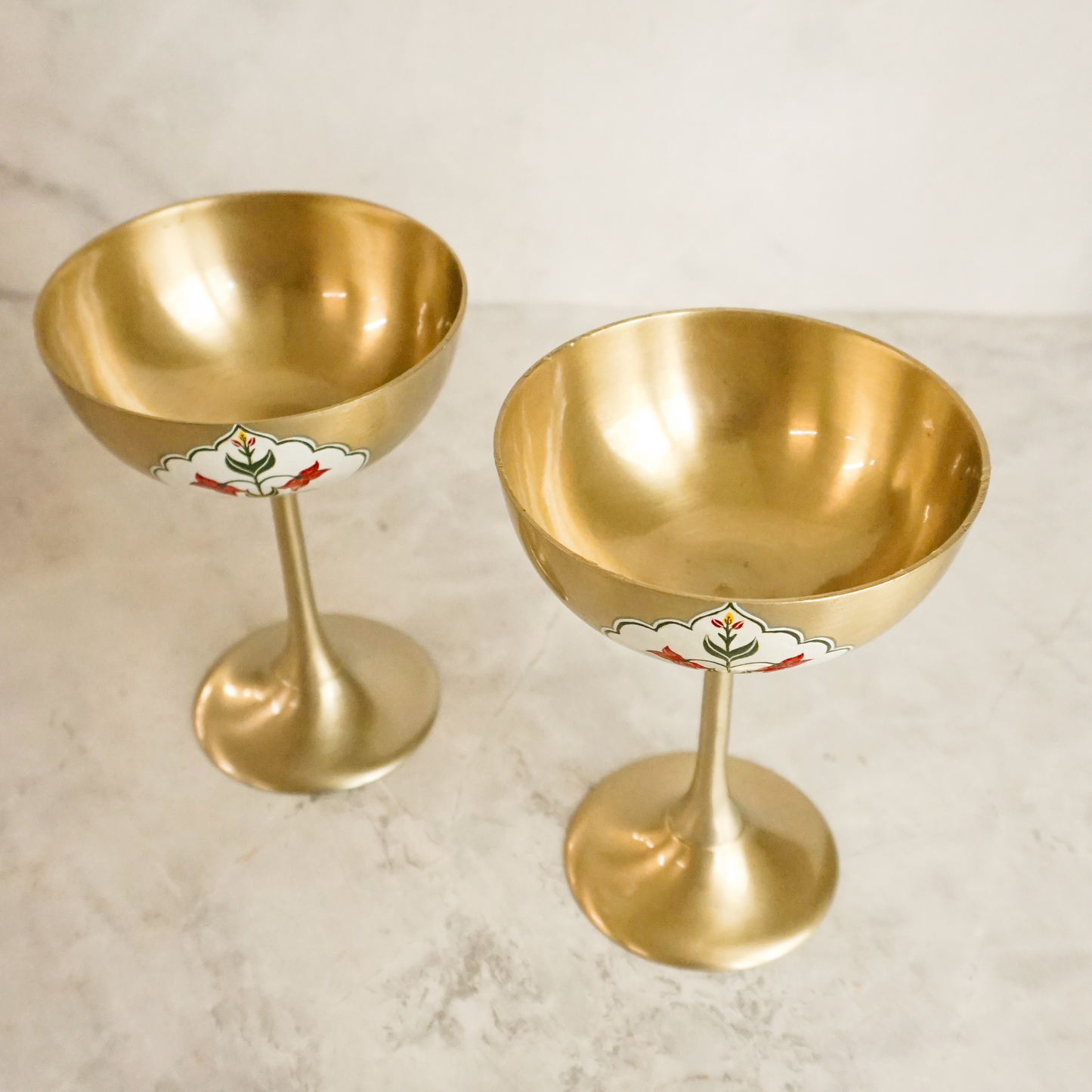 Brass Coupe Glass Set