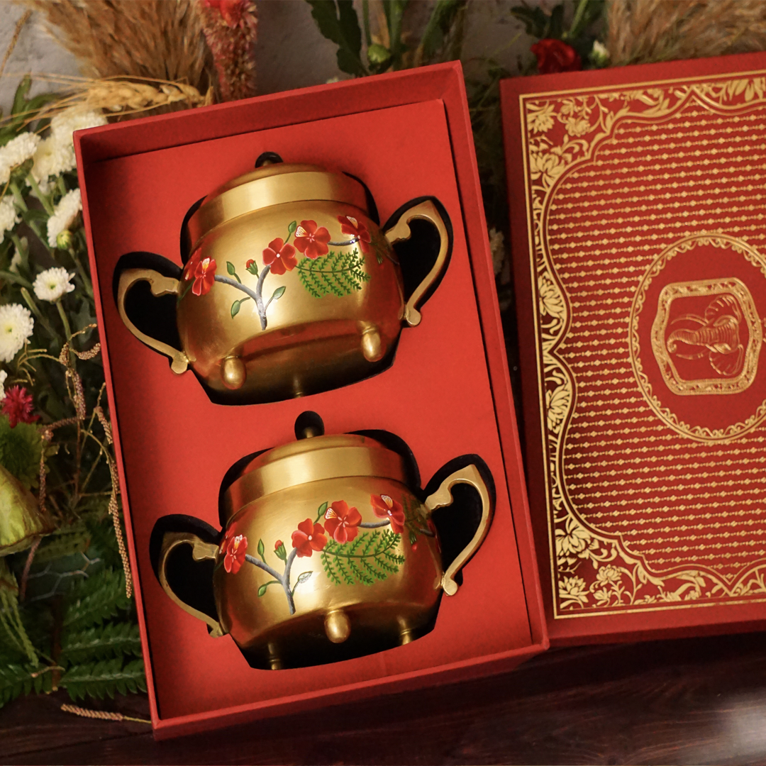 Brass Gift Nut Box (Set of 2)