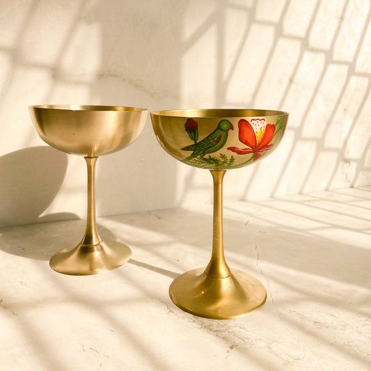Brass Coupe Glass Set