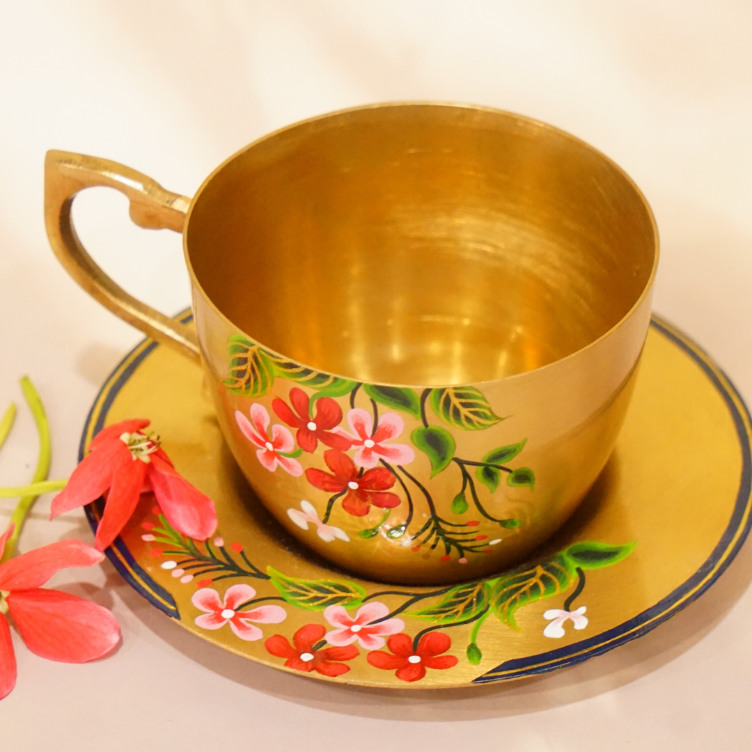 Brass Cup & Saucer (Set of 2)