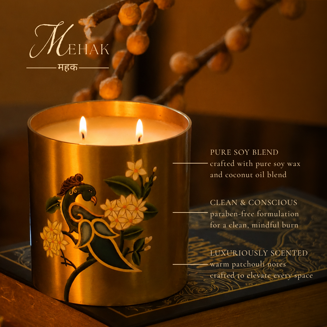 Brass Scented Peacock Candle Glass